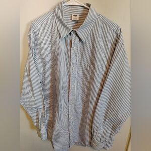 Men's Old‎ Navy Blue White Striped Dress Shirt L